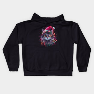 Cute Colorful Cat Christmas for Women's Girls Men Boys Kids Kids Hoodie